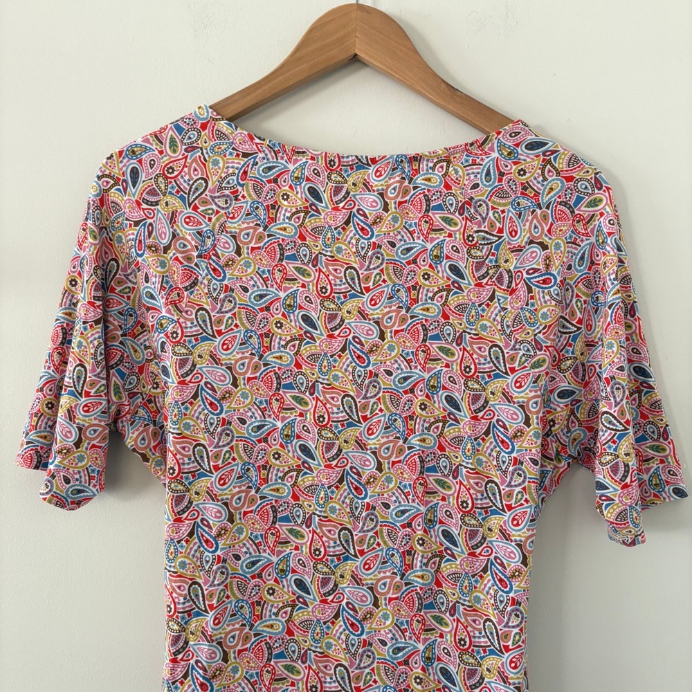 Boden Women's Paisley V-Neck Top US 12 Multicolor Stretch‎ 3/4 Sleeve Blouse - Picture 5 of 9